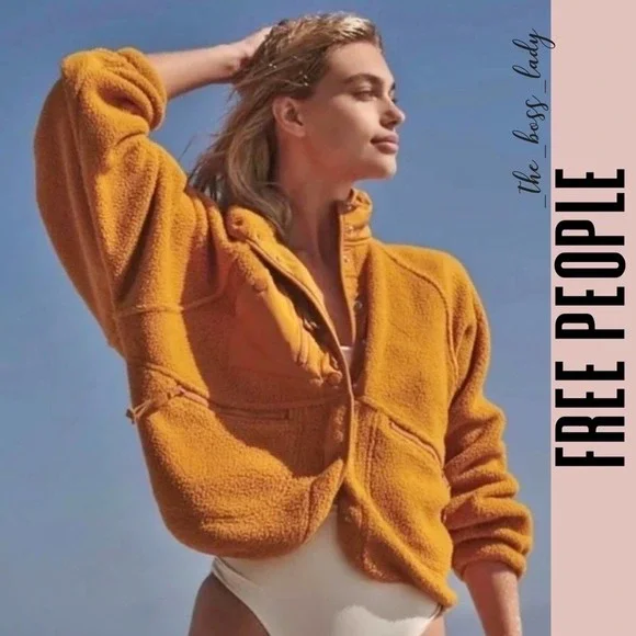 SOLD -D- Free People jacket orange fuzzy - Picture 8 of 16